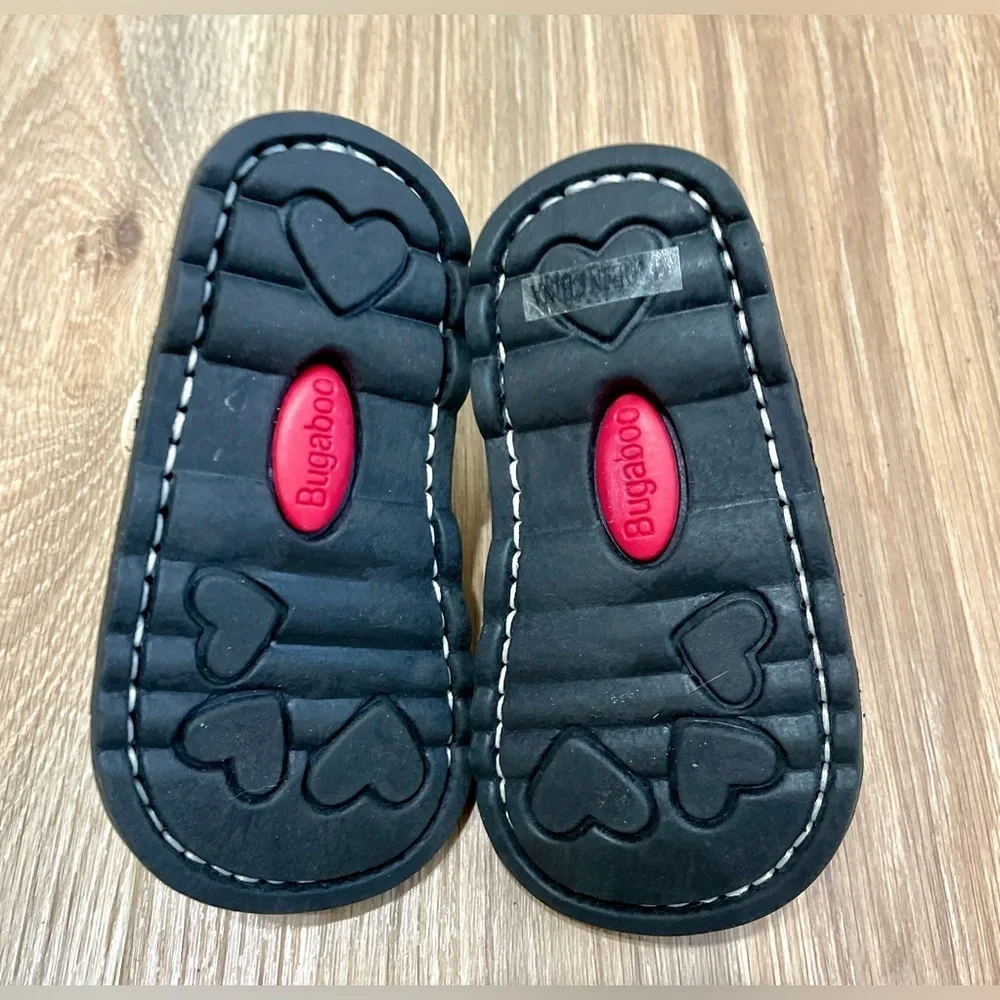 Bugaboo Toddler Leather Hook & Loop Shoes Tan Black Size 6